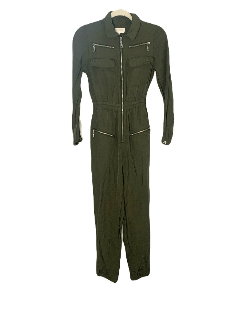 Revolve Devine Heritage Small Olive Green Zip Utility Style Jumpsuit Flight Suit